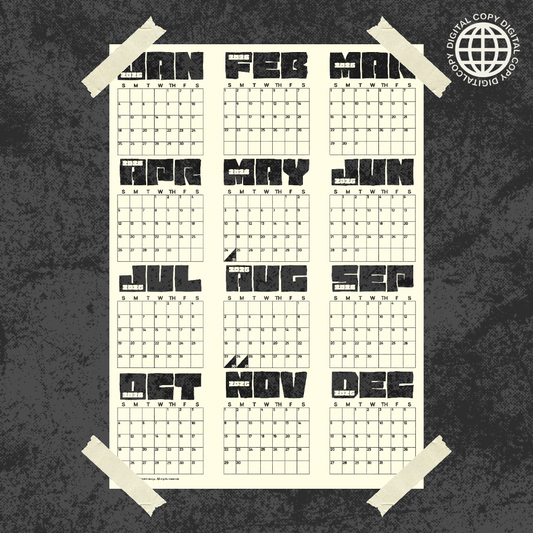 [DIGITAL COPY] 2026 Yearly Minimalist Calendar, Poster Type, Neutral Colors