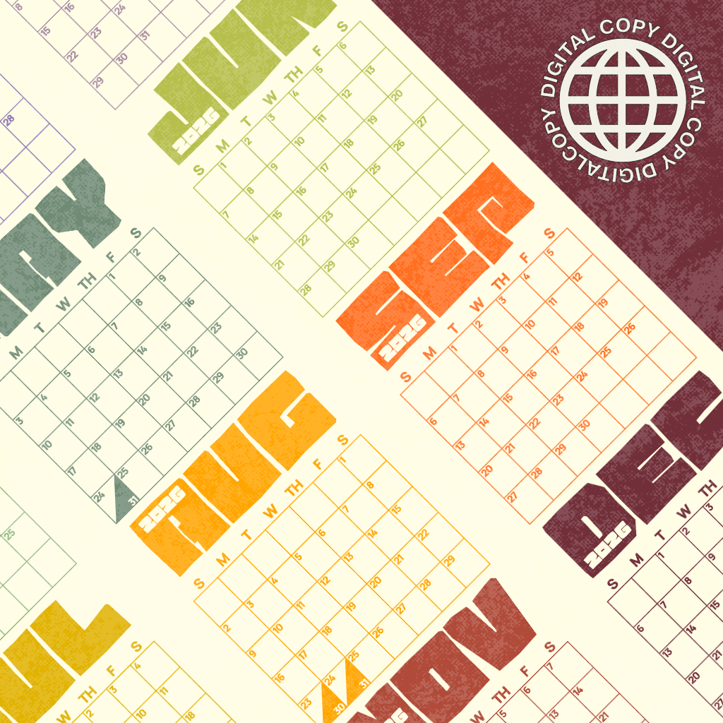 [DIGITAL COPY] 2026 Yearly Aesthetic Calendar, Poster Type, Pastel Colors