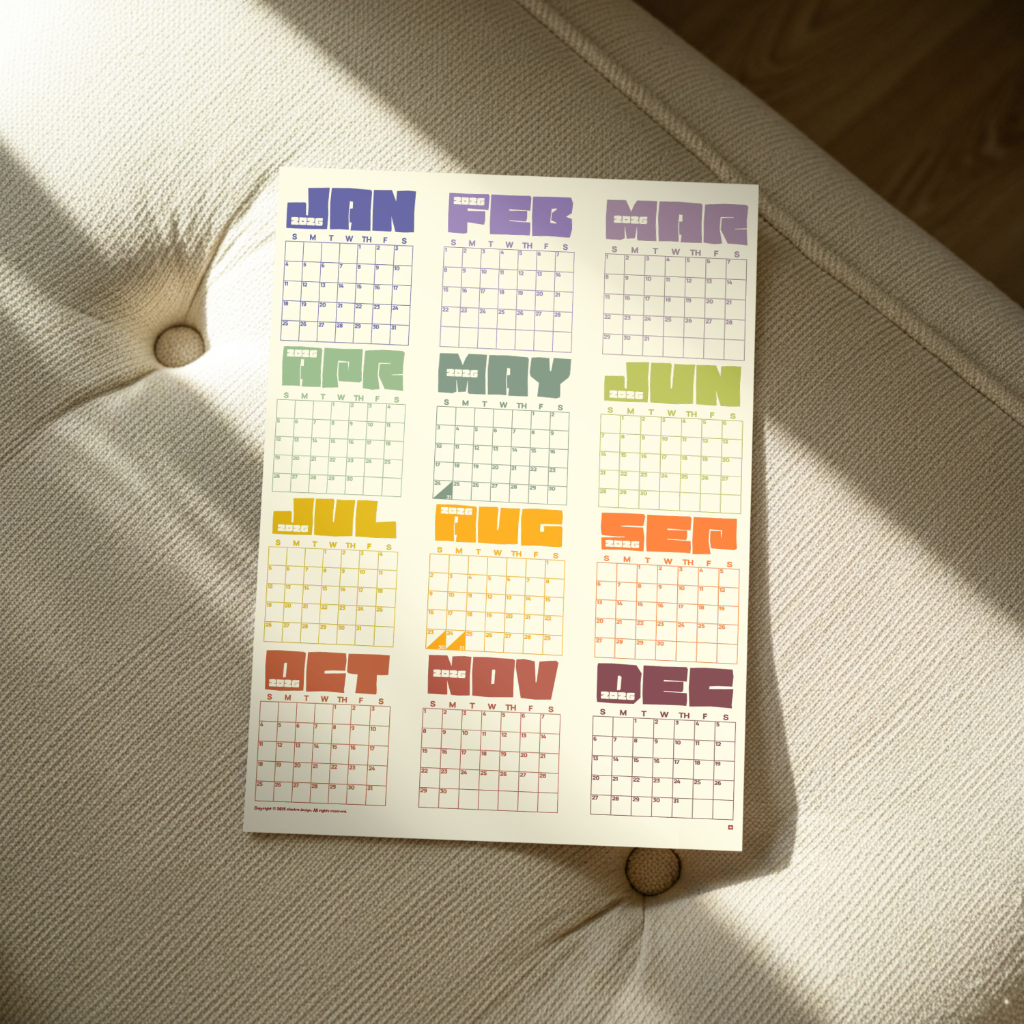 [DIGITAL COPY] 2026 Yearly Aesthetic Calendar, Poster Type, Pastel Colors