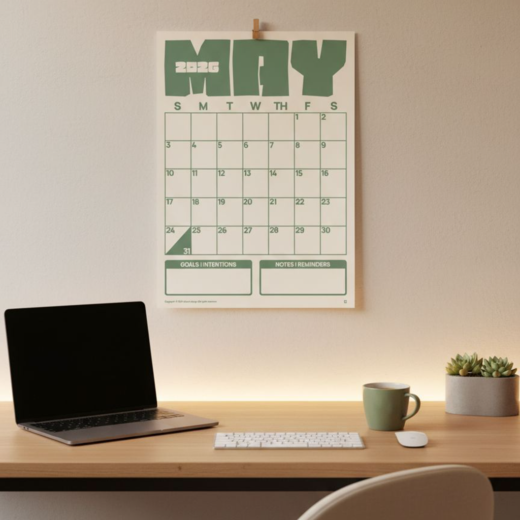 [PRINTED COPY] 2026 Monthly Minimalist Calendar, Desk Calendar, Wall Calendar, Pastel Colors