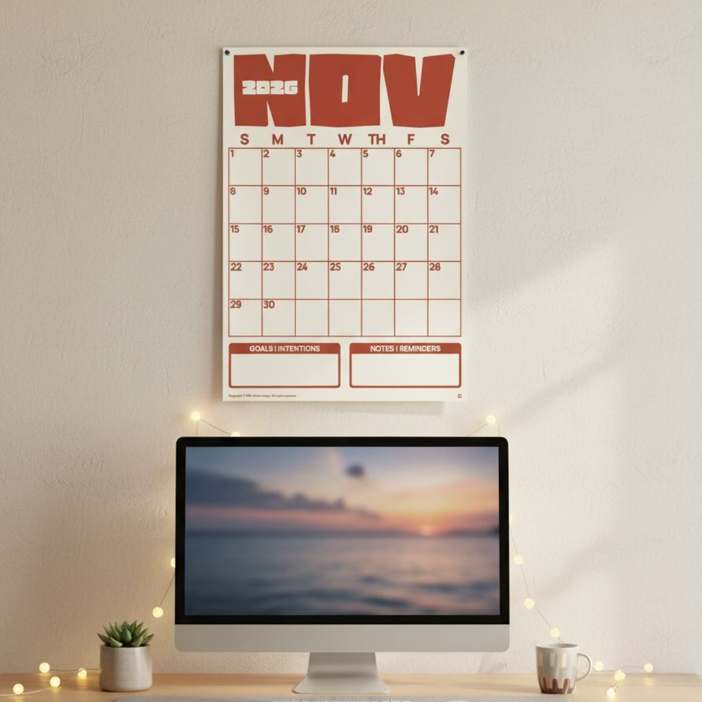 [PRINTED COPY] 2026 Monthly Minimalist Calendar, Desk Calendar, Wall Calendar, Pastel Colors