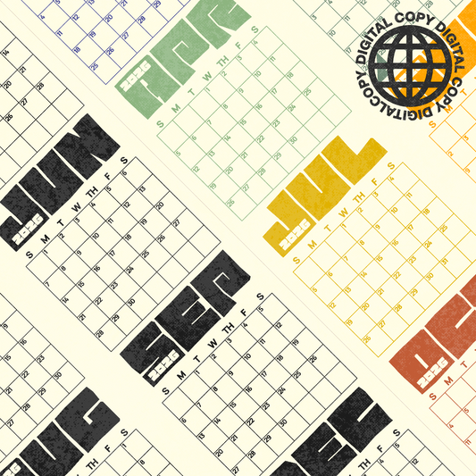 [Digital Copy] 2026 Yearly Minimalist Calendar, Poster Type, Pastel Colors, Neutral Colors