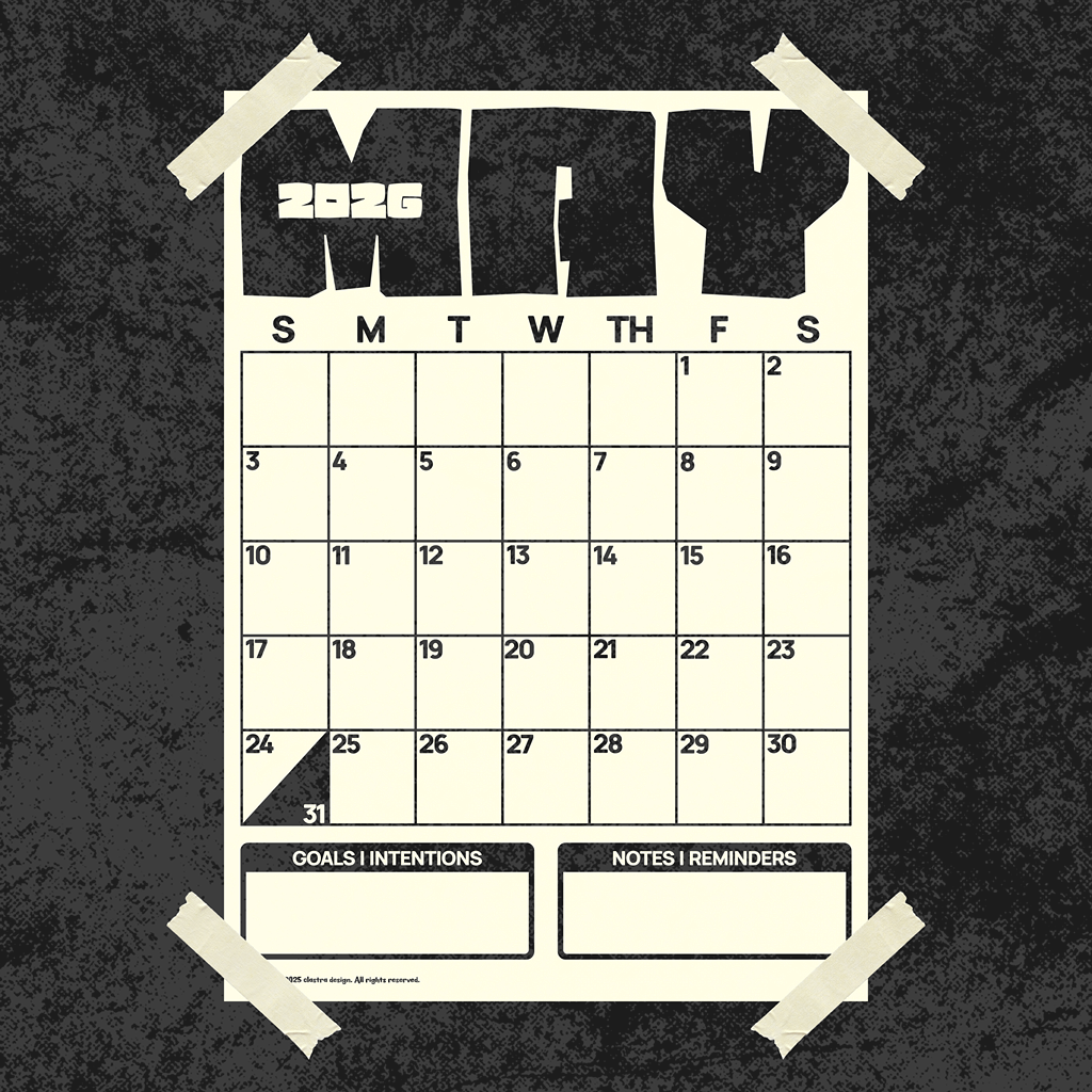 [Digital Copy] 2026 Monthly Wall Calendar, Poster Type, Neutral Colors Black/Off-White