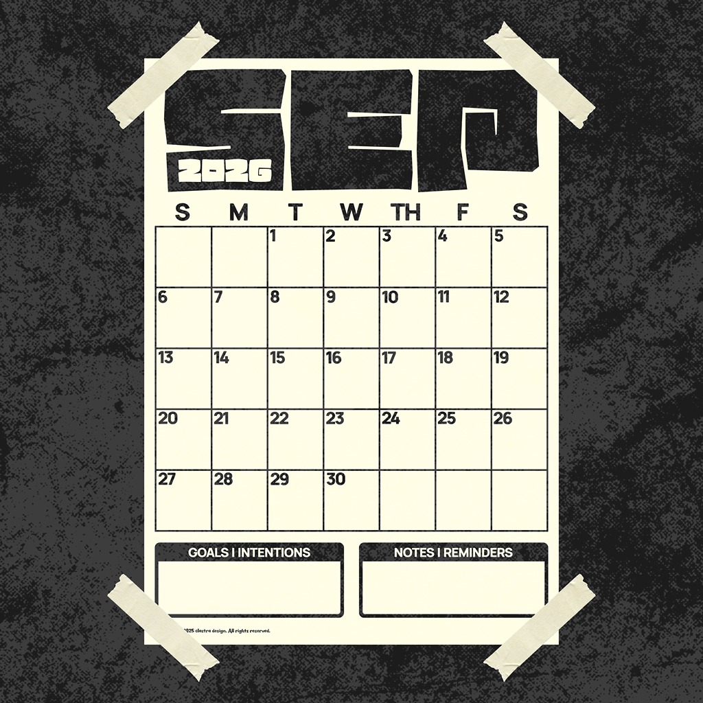 [Digital Copy] 2026 Monthly Wall Calendar, Poster Type, Neutral Colors Black/Off-White