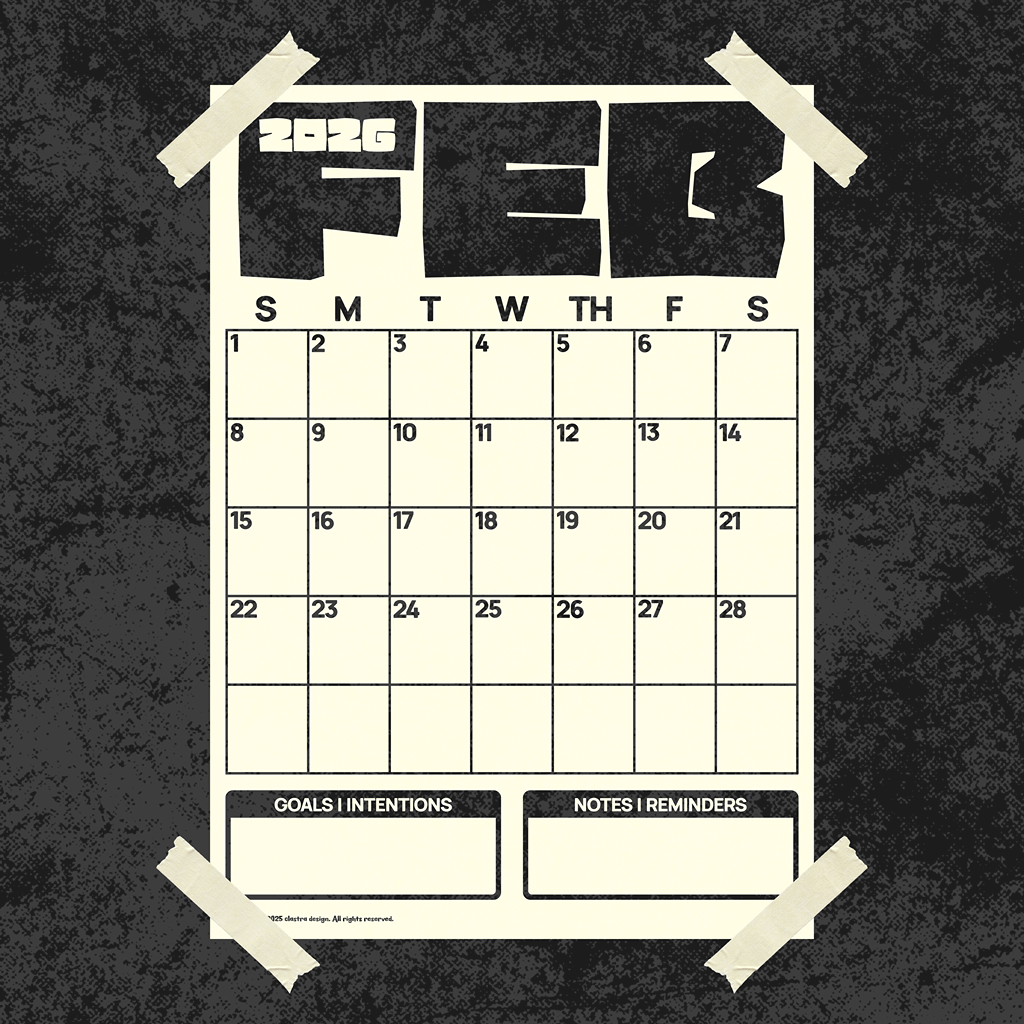 [Digital Copy] 2026 Monthly Wall Calendar, Poster Type, Neutral Colors Black/Off-White