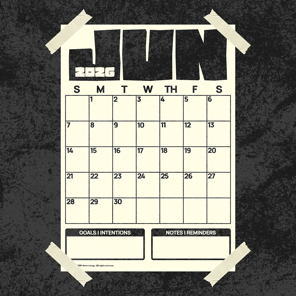 [Digital Copy] 2026 Monthly Wall Calendar, Poster Type, Neutral Colors Black/Off-White