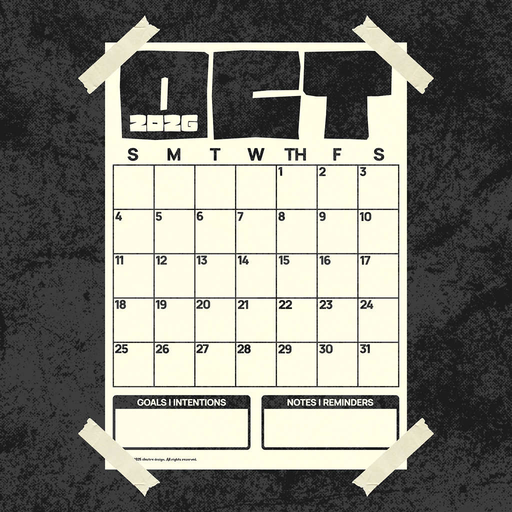 [Digital Copy] 2026 Monthly Wall Calendar, Poster Type, Neutral Colors Black/Off-White