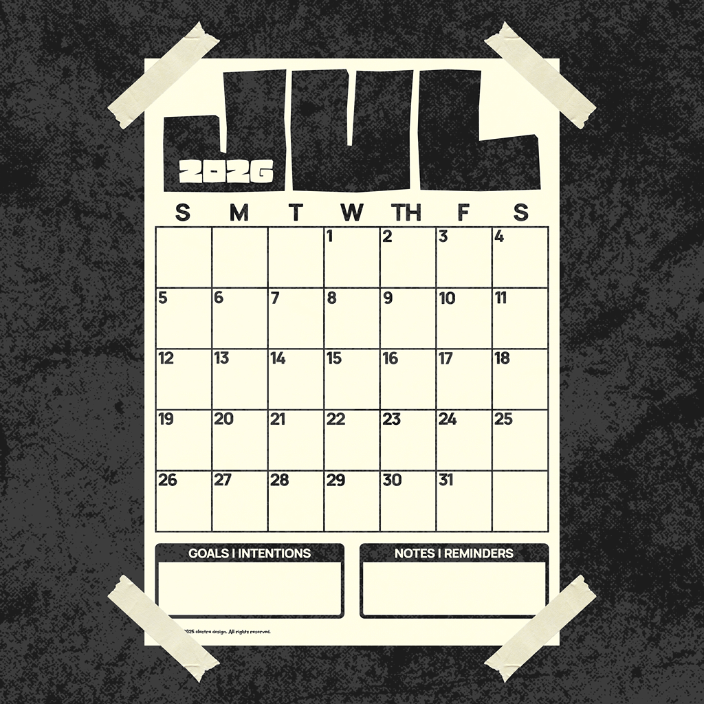 [Digital Copy] 2026 Monthly Wall Calendar, Poster Type, Neutral Colors Black/Off-White