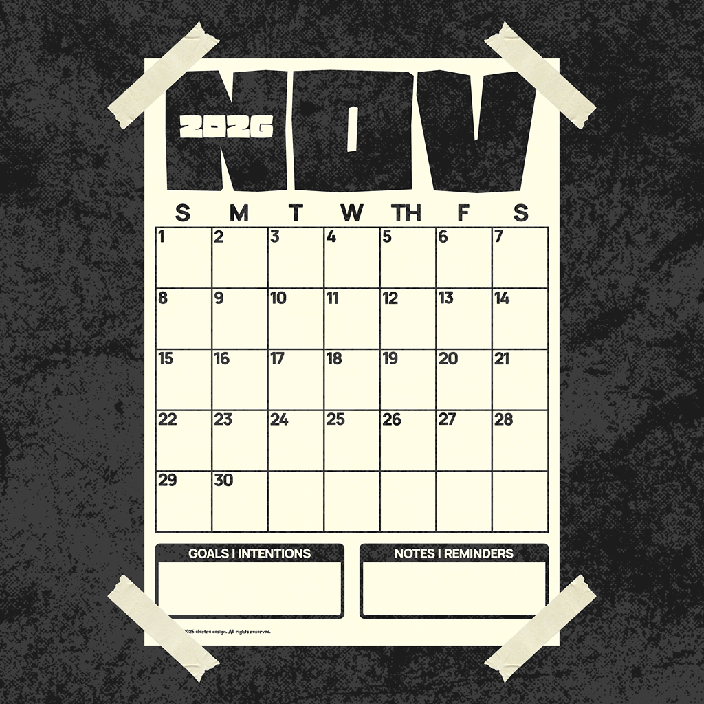 [Digital Copy] 2026 Monthly Wall Calendar, Poster Type, Neutral Colors Black/Off-White
