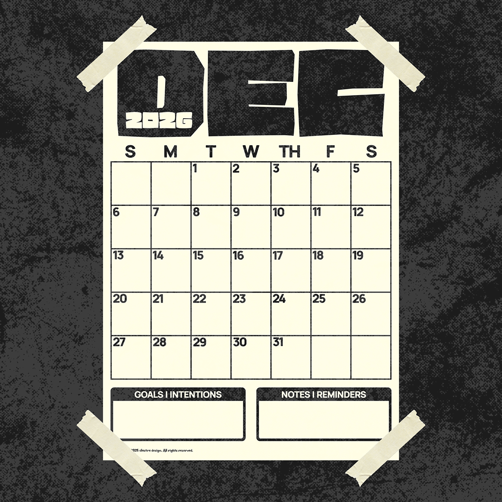 [Digital Copy] 2026 Monthly Wall Calendar, Poster Type, Neutral Colors Black/Off-White