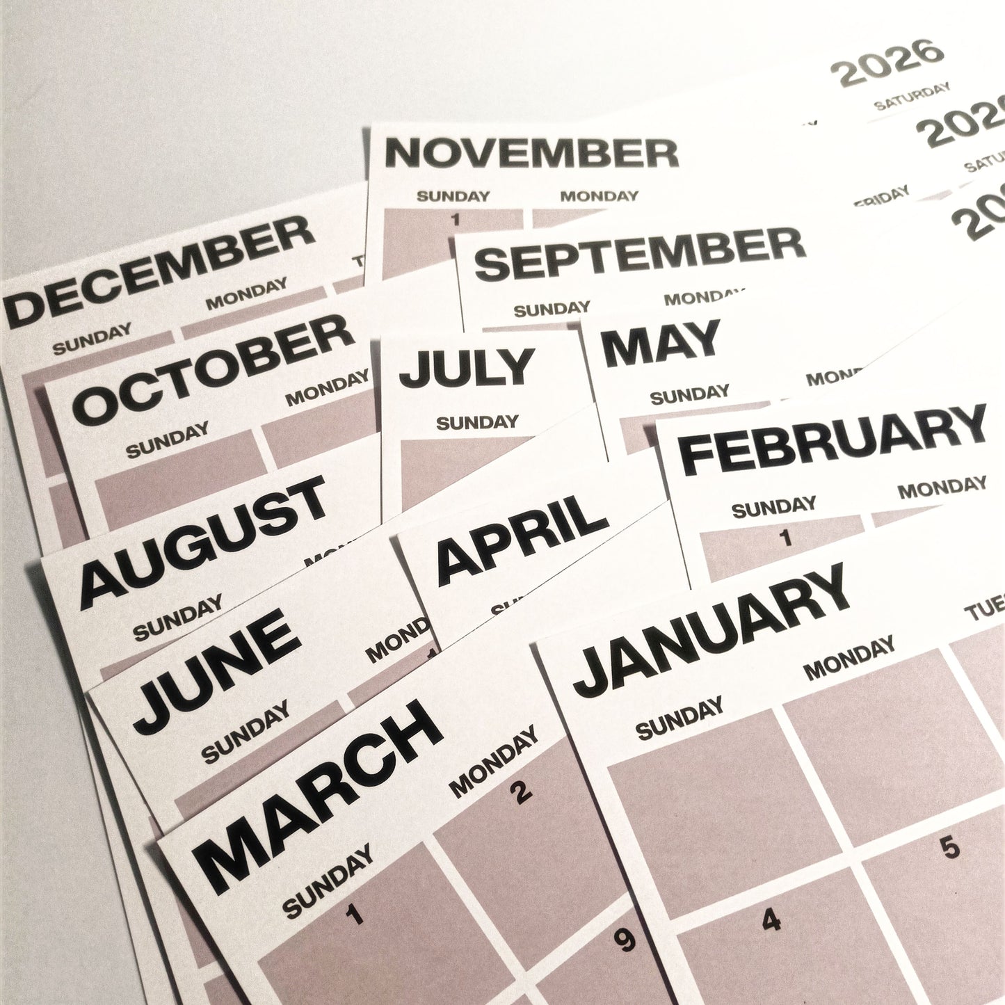 [Printed Copy] 2026 Quarterly Schedule Wall Calendar Landscape | Minimalist Design Poster Type